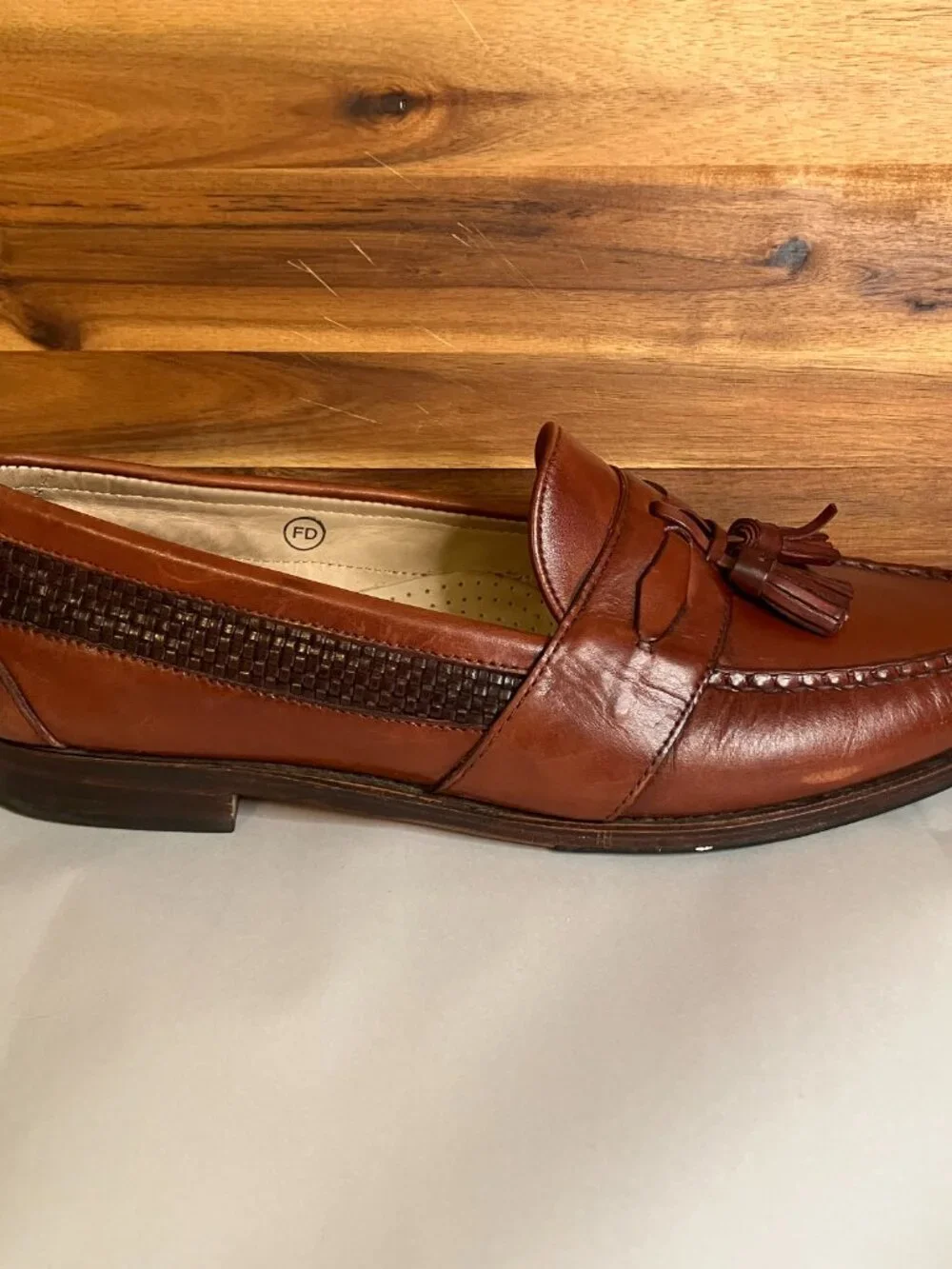 VTG Allen Edmonds Bennington Made in USA Brown Woven Tassel Loafers 11 3E Wide